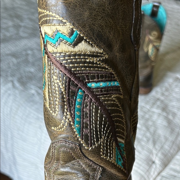 Corral Brown and Turquoise Western Cowboy Boots - Picture 4 of 8